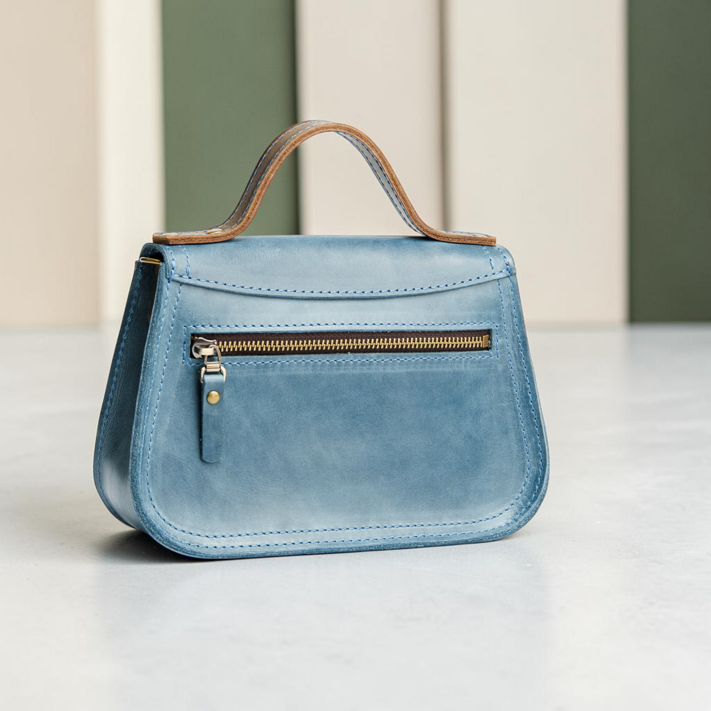 Kleine Leder Umhängetasche mit Griff – handgefertigte Damen Crossbody Tasche