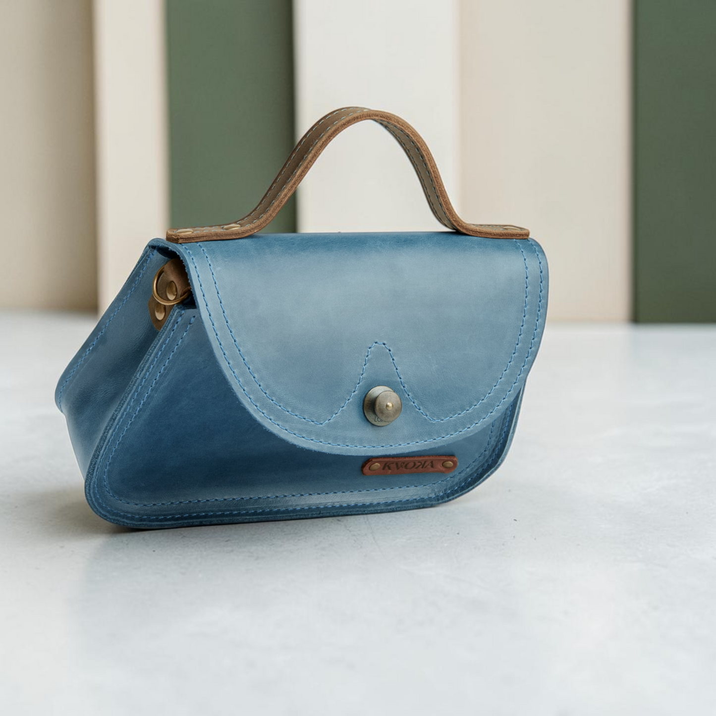 Kleine Leder Umhängetasche mit Griff – handgefertigte Damen Crossbody Tasche
