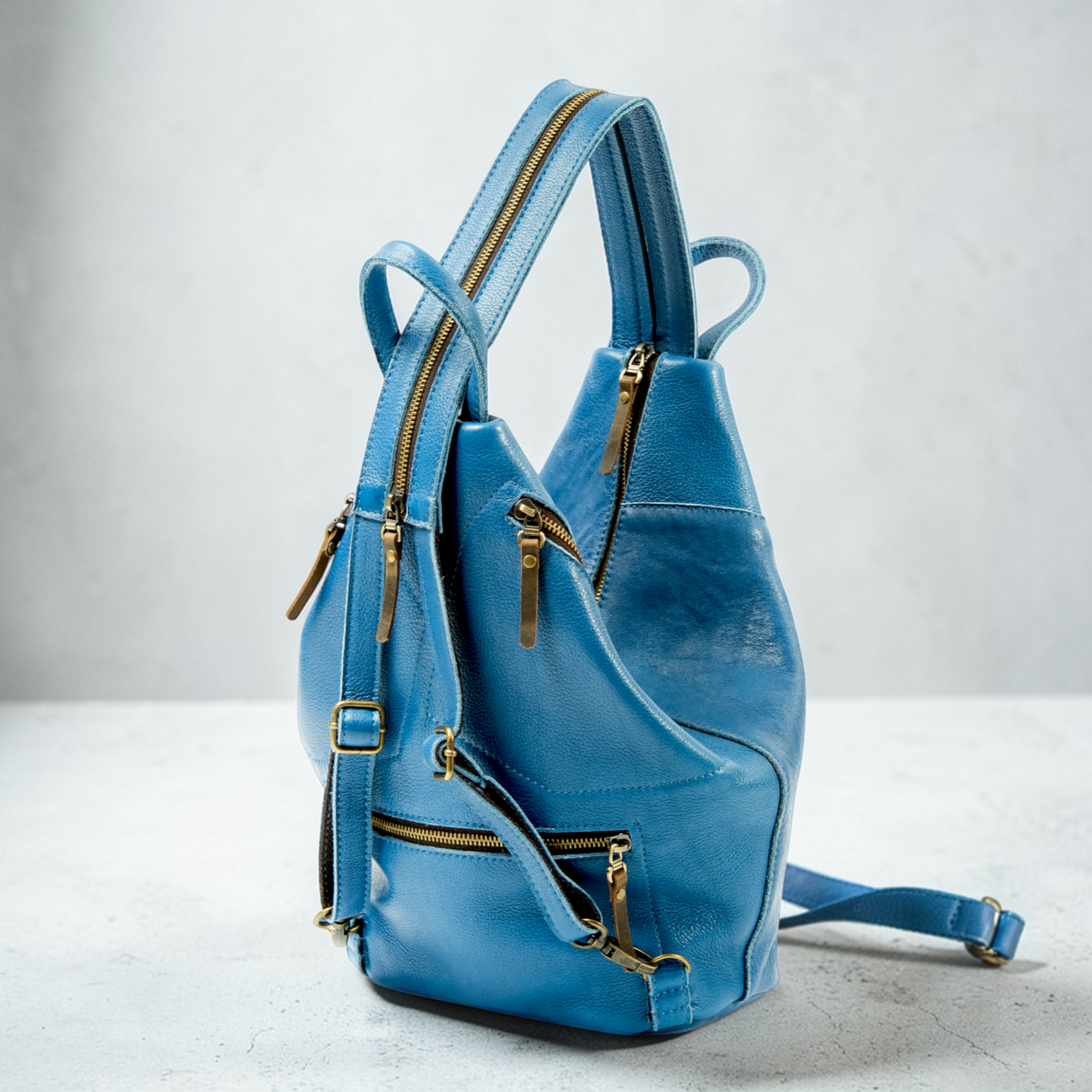 Anti-Diebstahl Lederrucksack Damen mit verstecktem Reißverschluss handgemacht