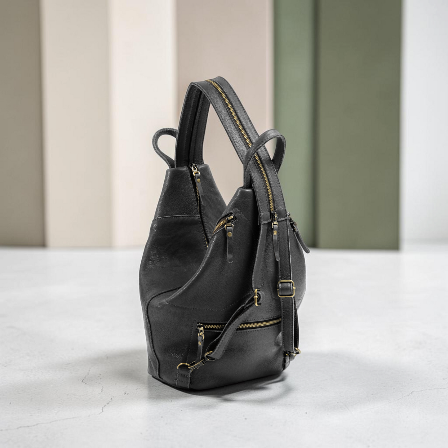 Anti-Diebstahl Lederrucksack Damen mit verstecktem Reißverschluss handgemacht