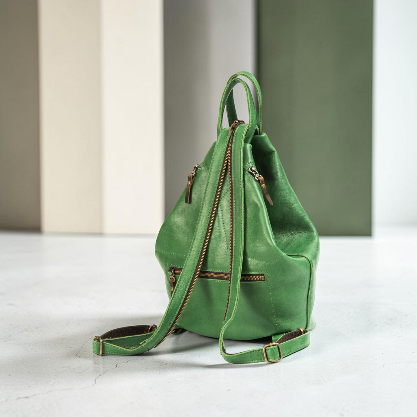 Anti-Diebstahl Lederrucksack Damen mit verstecktem Reißverschluss handgemacht