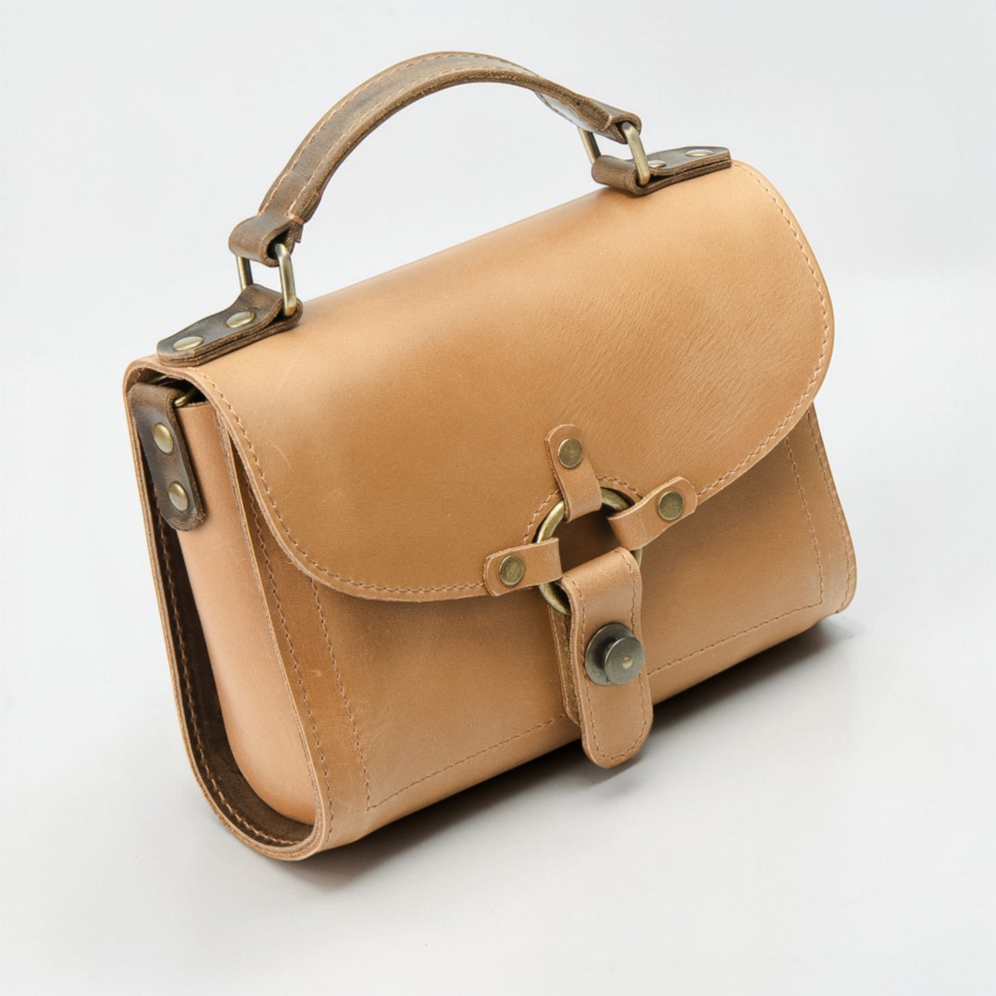Kleine Leder Umhängetasche mit Griff – handgefertigte Damen Crossbody Tasche