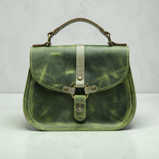 Kleine Leder Umhängetasche mit Griff – handgefertigte Damen Crossbody Tasche