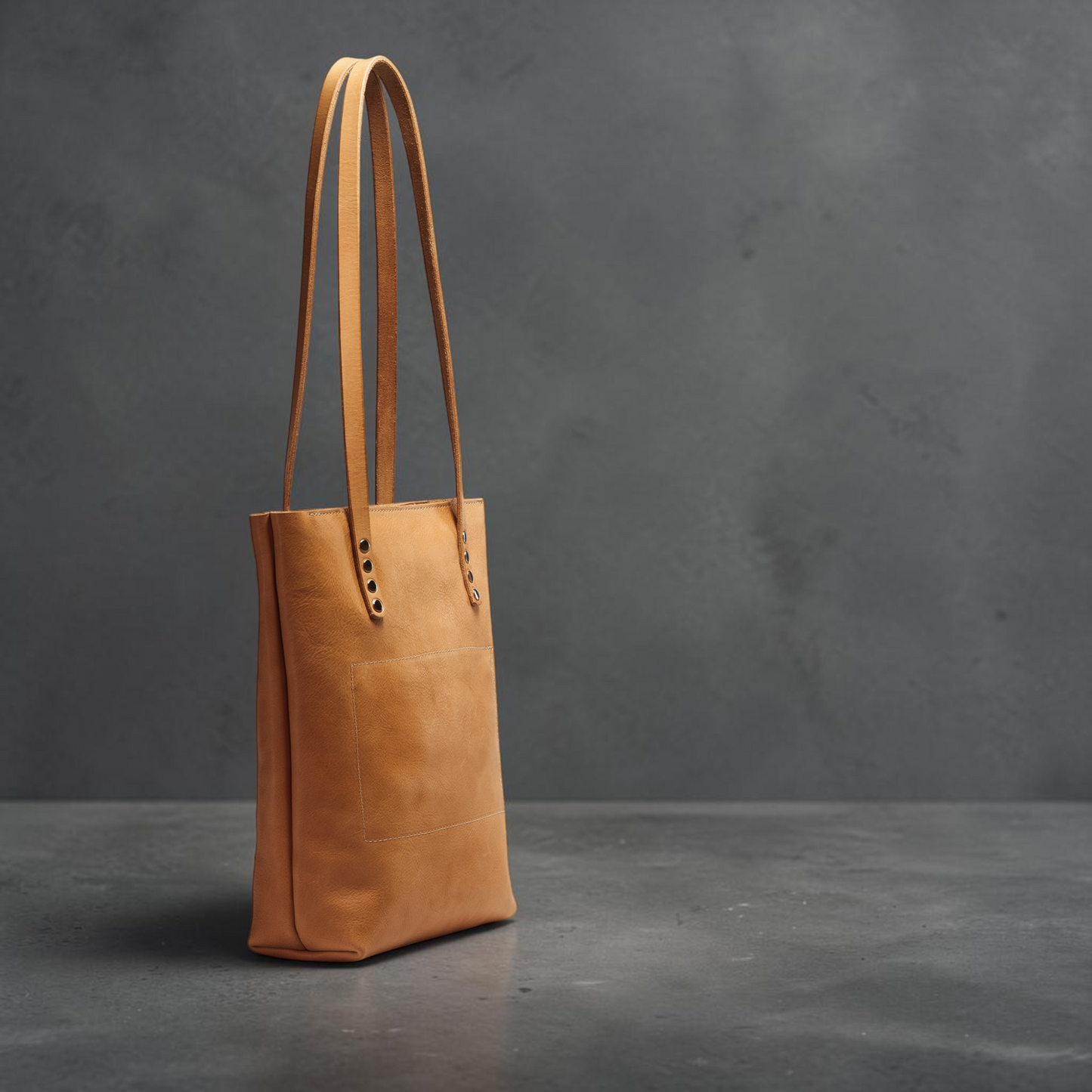 Ledertasche Damen handgemacht aus naturbelassenem Leder mit Fronttasche und langen Henkeln