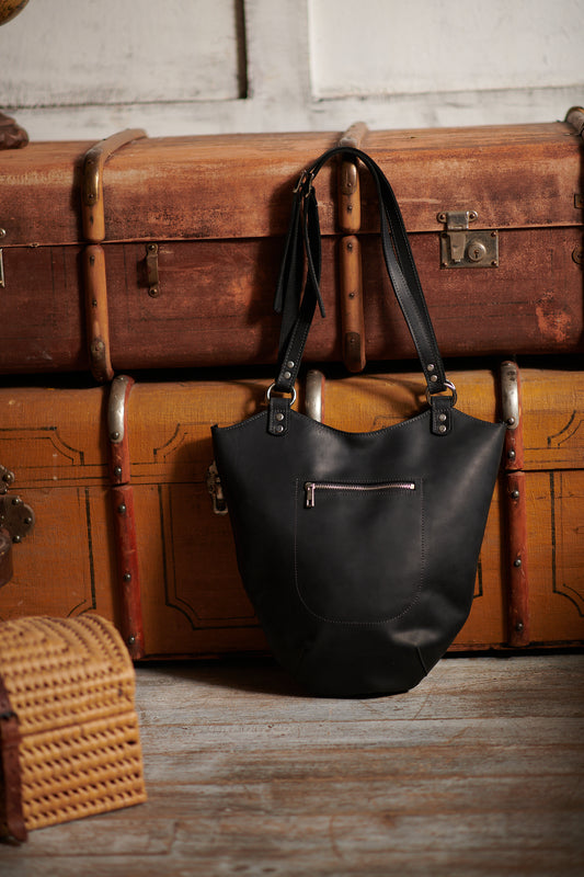 Handgefertigte, geräumige Designer-Handtasche aus hochwertigem "Crazy Horse"-Leder